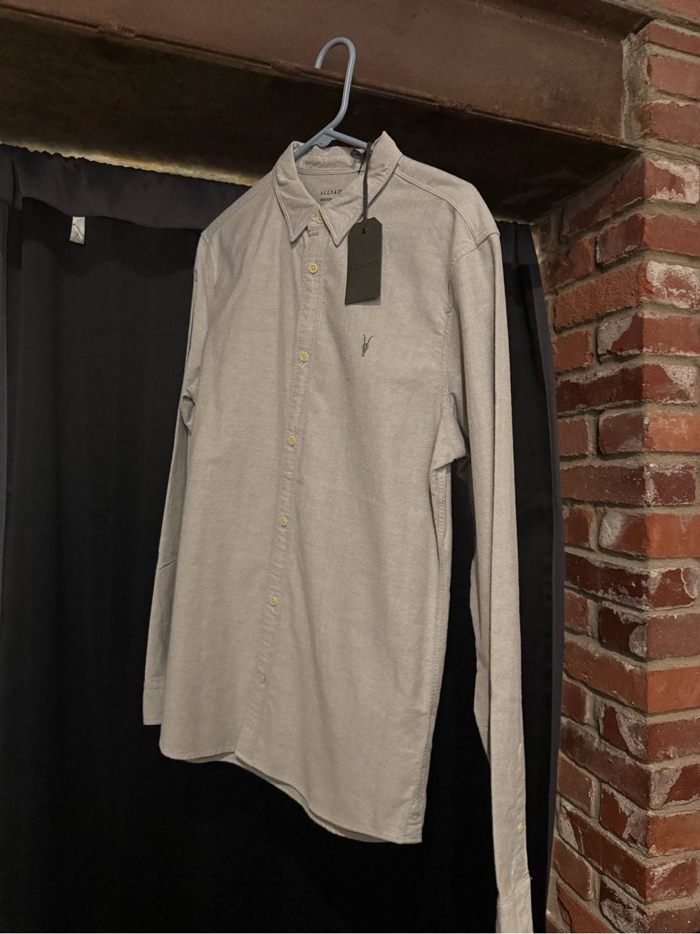 All Saints Men's Light Gray Button-Up Shirt